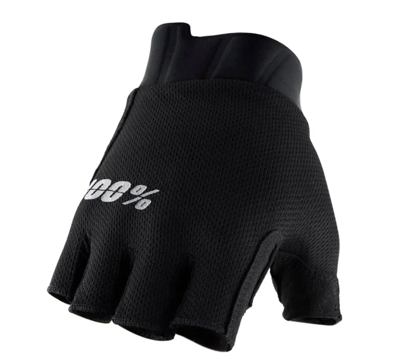 100% EXCEEDA Gel Short Finger Cycling Gloves Solid Black Large