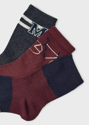 3 socks set for boy - Plum