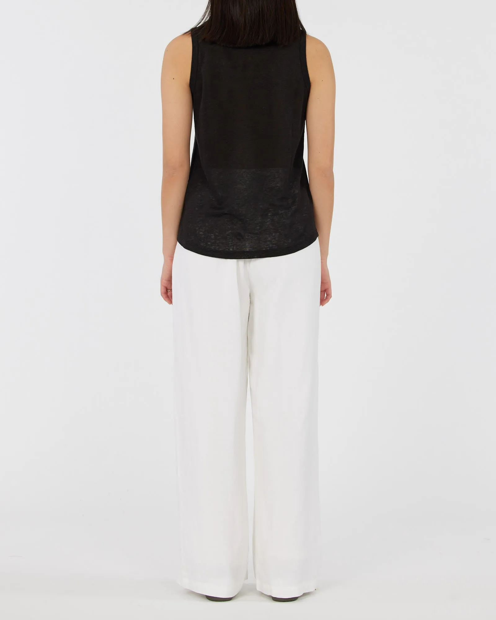 Aceline Linen Jersey Tank - Black