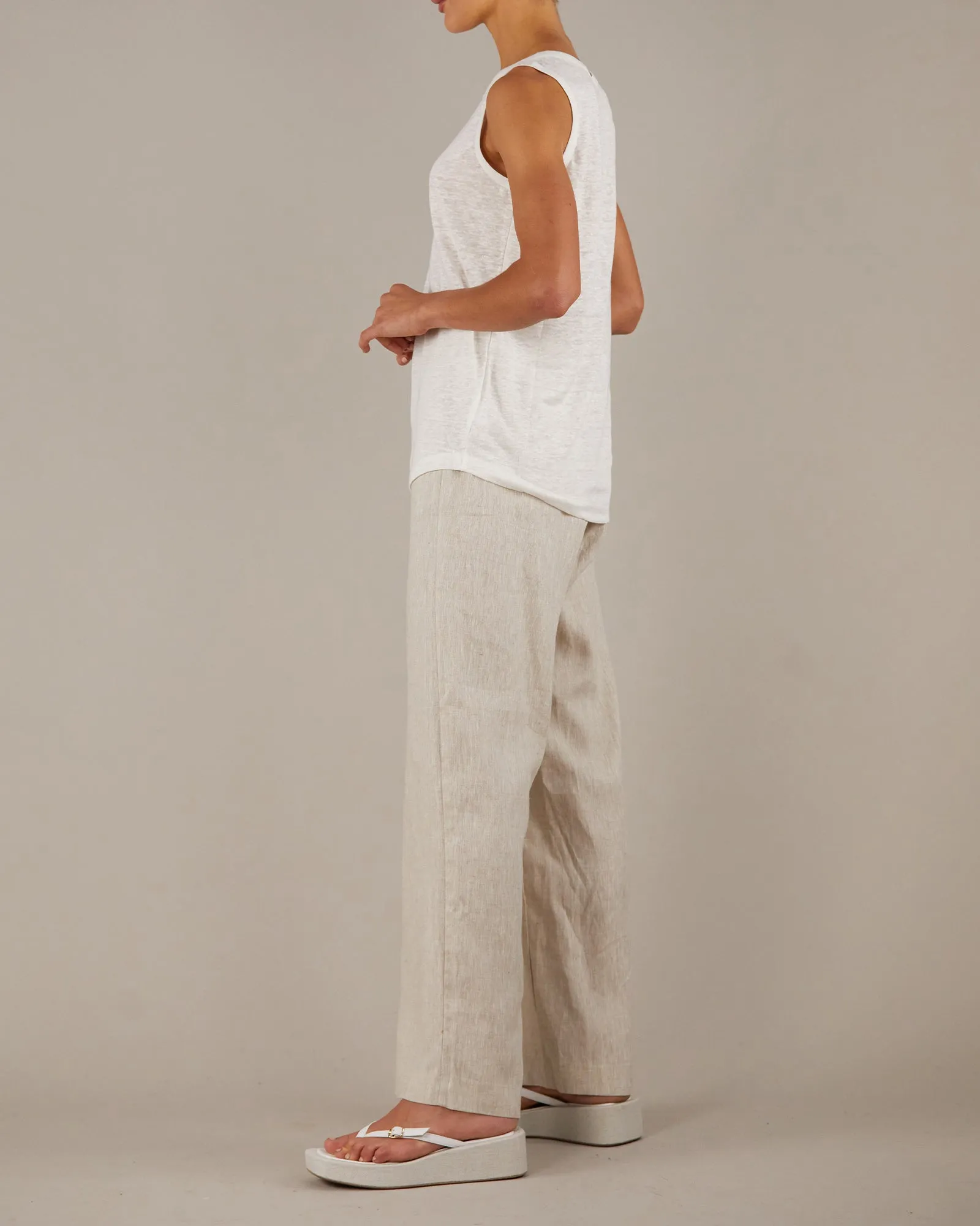 Aceline Linen Jersey Tank - Ivory