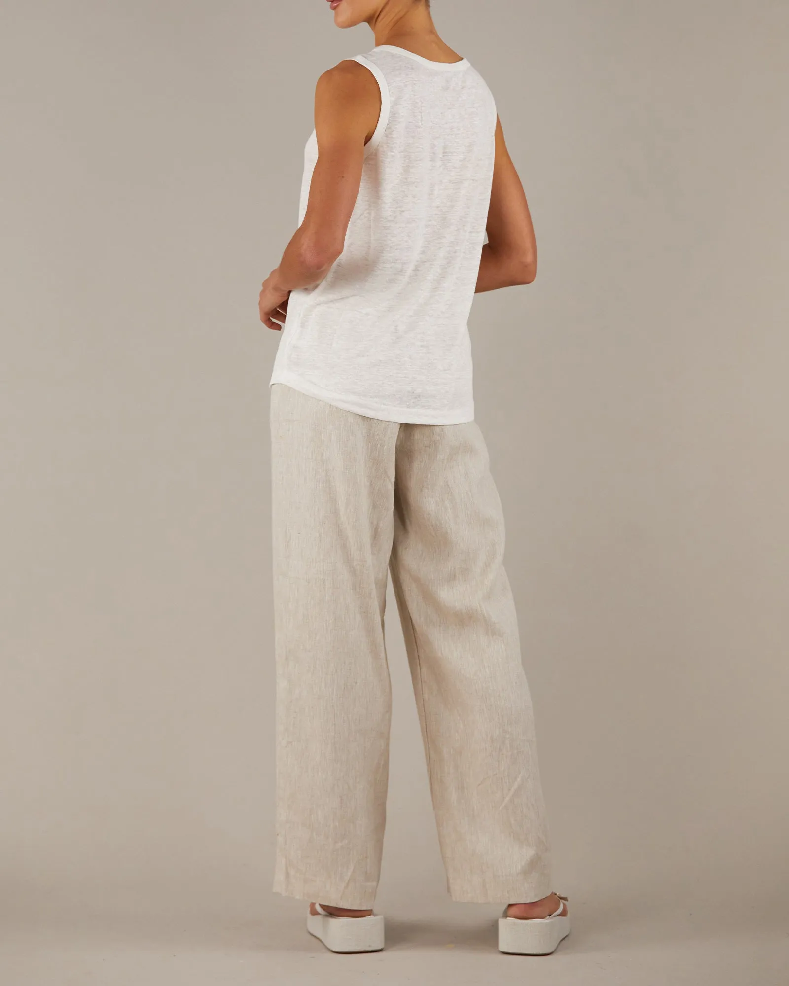 Aceline Linen Jersey Tank - Ivory