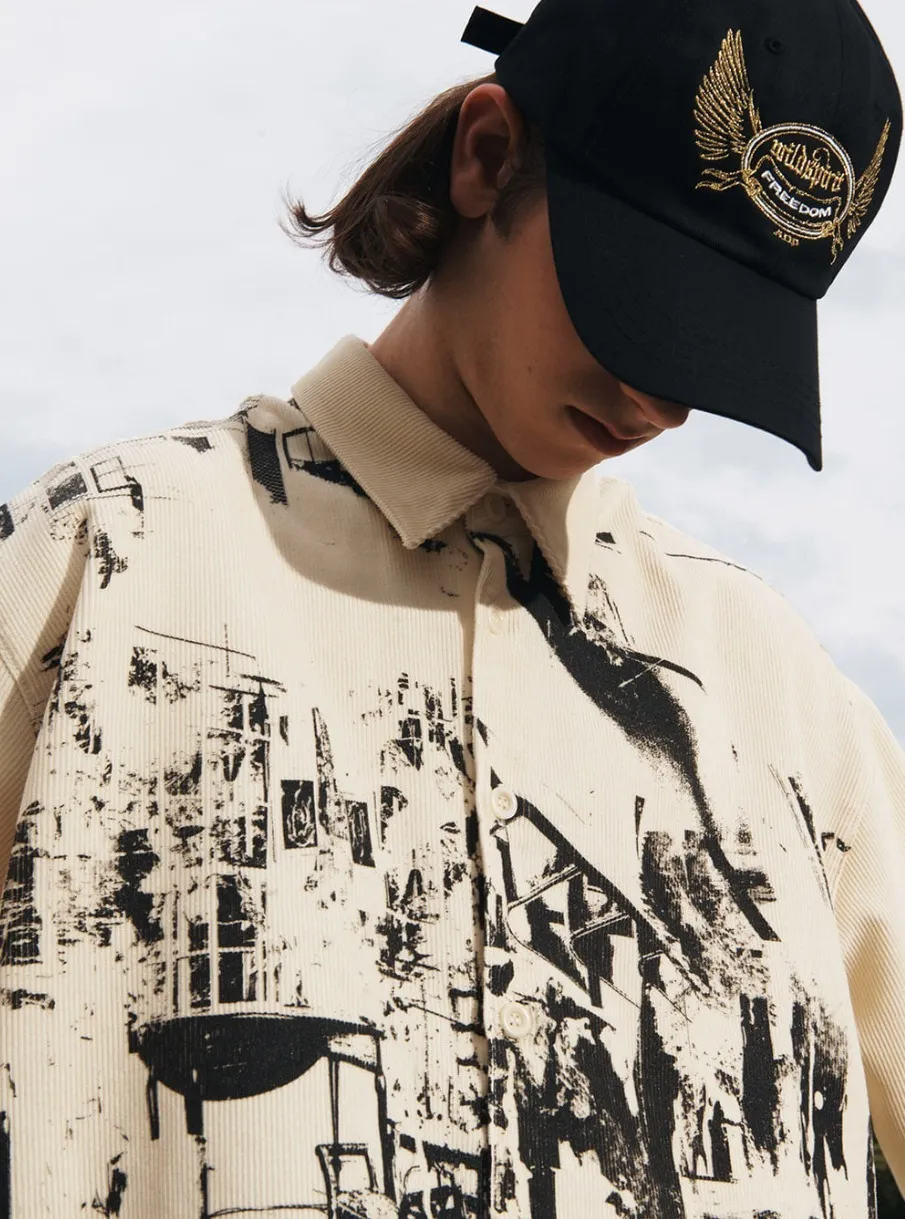 ADD SEOUL  |[ADD SEOUL] ★GRAPHIC PRINT CORDUROY SHIRTS