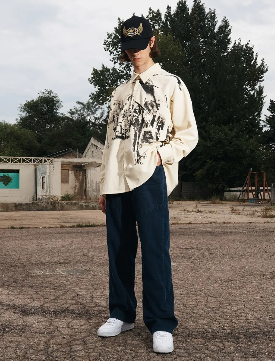 ADD SEOUL  |[ADD SEOUL] ★GRAPHIC PRINT CORDUROY SHIRTS