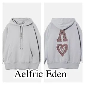 Aelfric Eden  |Heart Unisex Street Style Long Sleeves Plain Oversized Logo