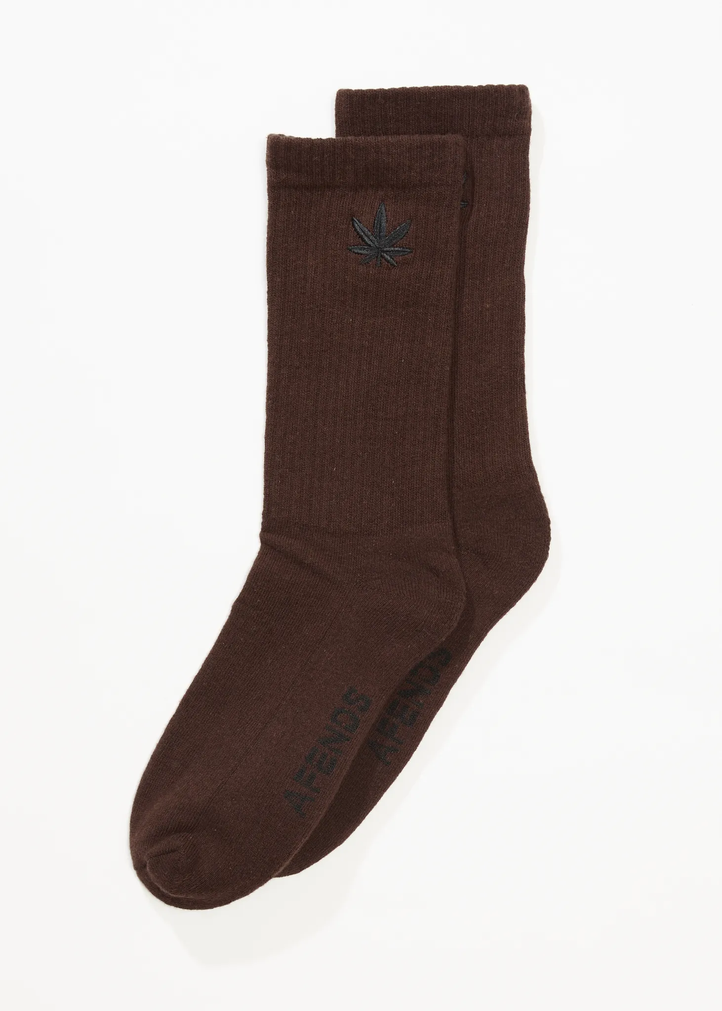 AFENDS Mens Happy - Crew Socks - Coffee