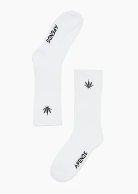 AFENDS Mens Happy - Crew Socks - White