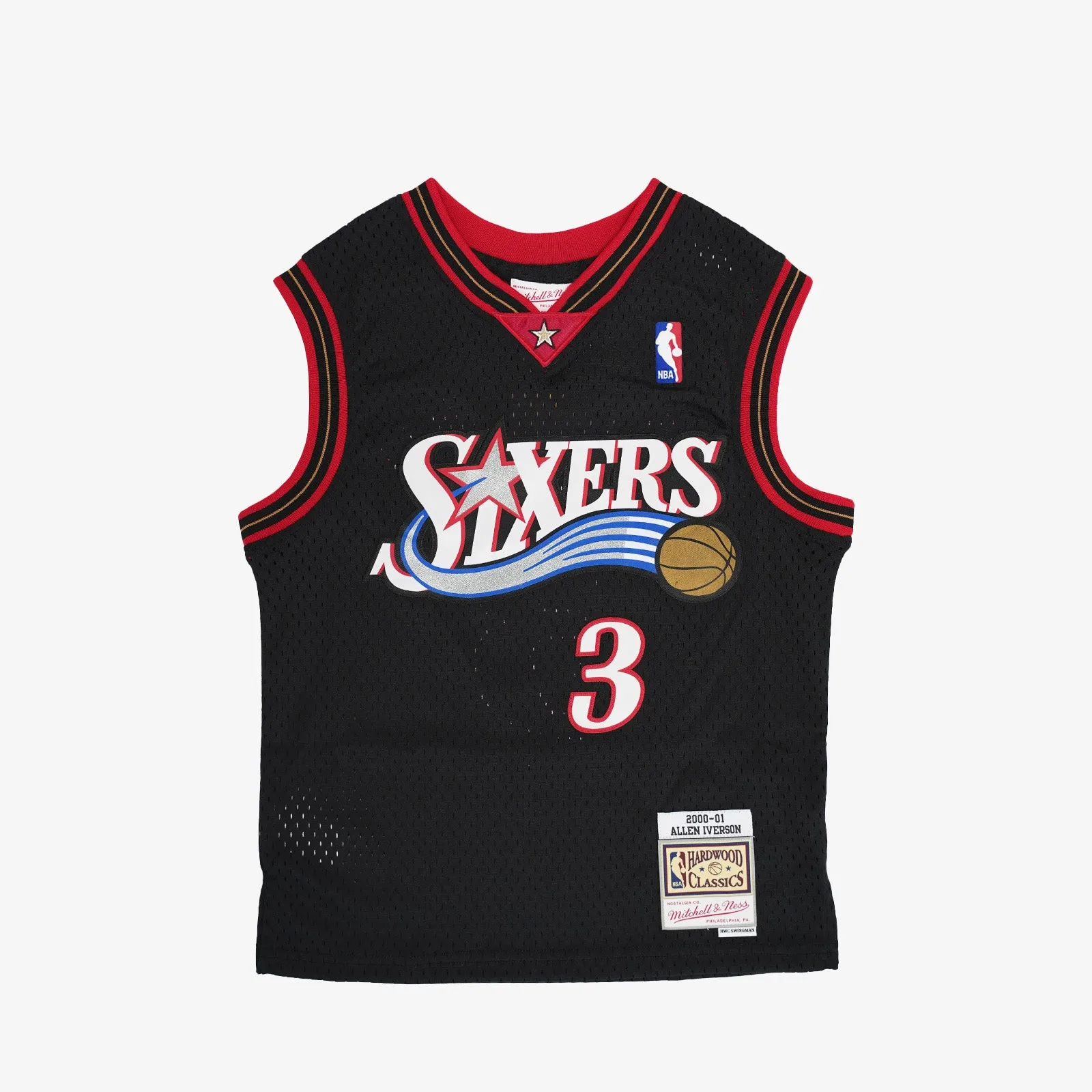 Allen Iverson Philadelphia 76ers 00-01 HWC Youth Swingman Jersey - Black