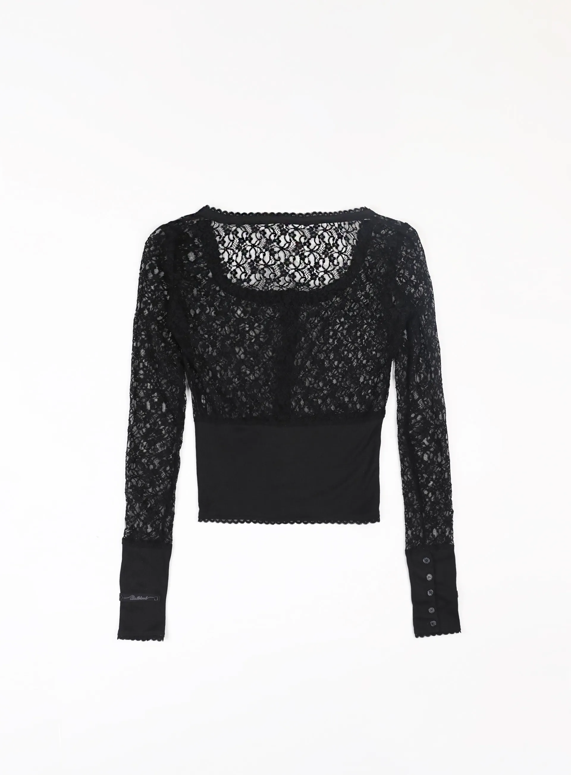 BADBLOOD  |Lace-up Casual Style Street Style Long Sleeves Lace Logo