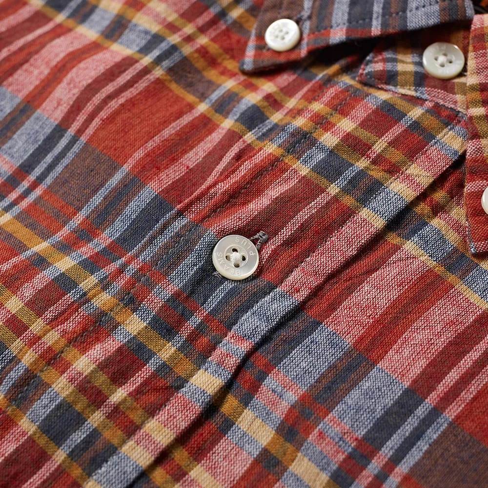 Beams Plus Button Down Madras ShirtBrique