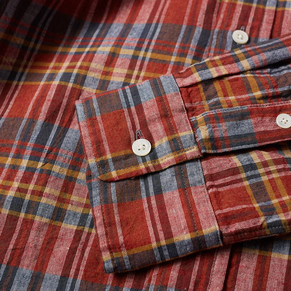 Beams Plus Button Down Madras ShirtBrique