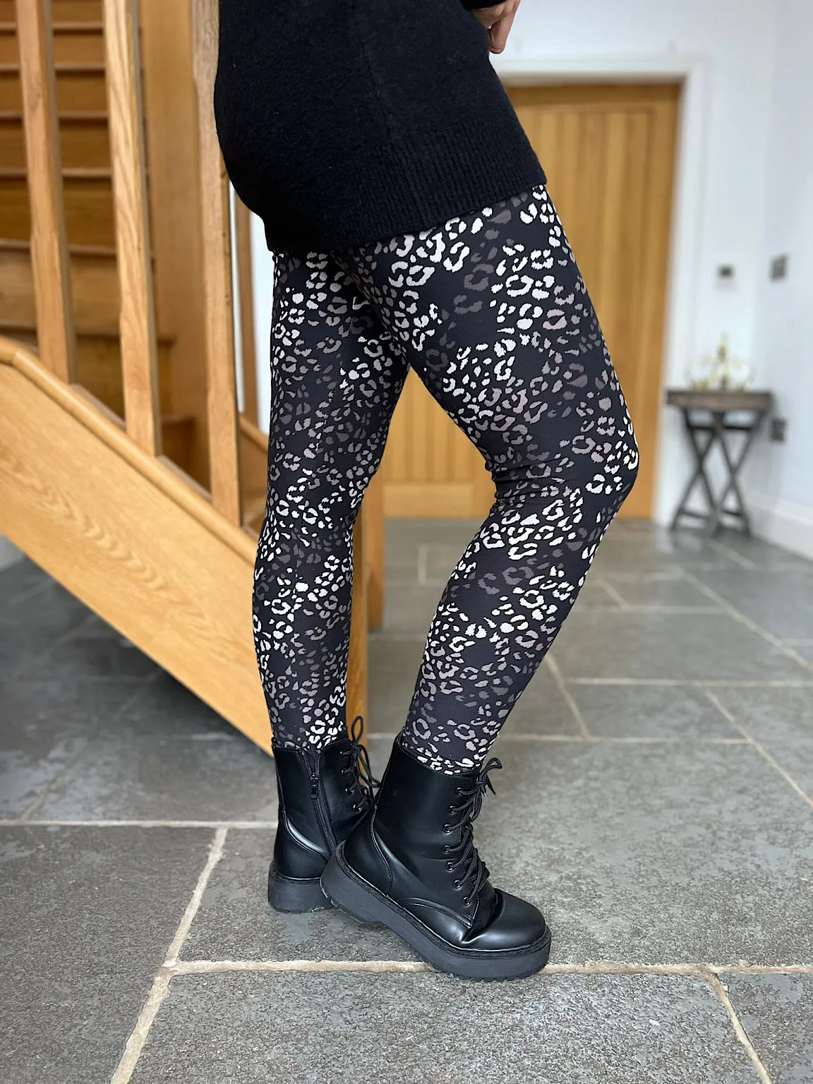 Black Soft Touch Leopard Leggings