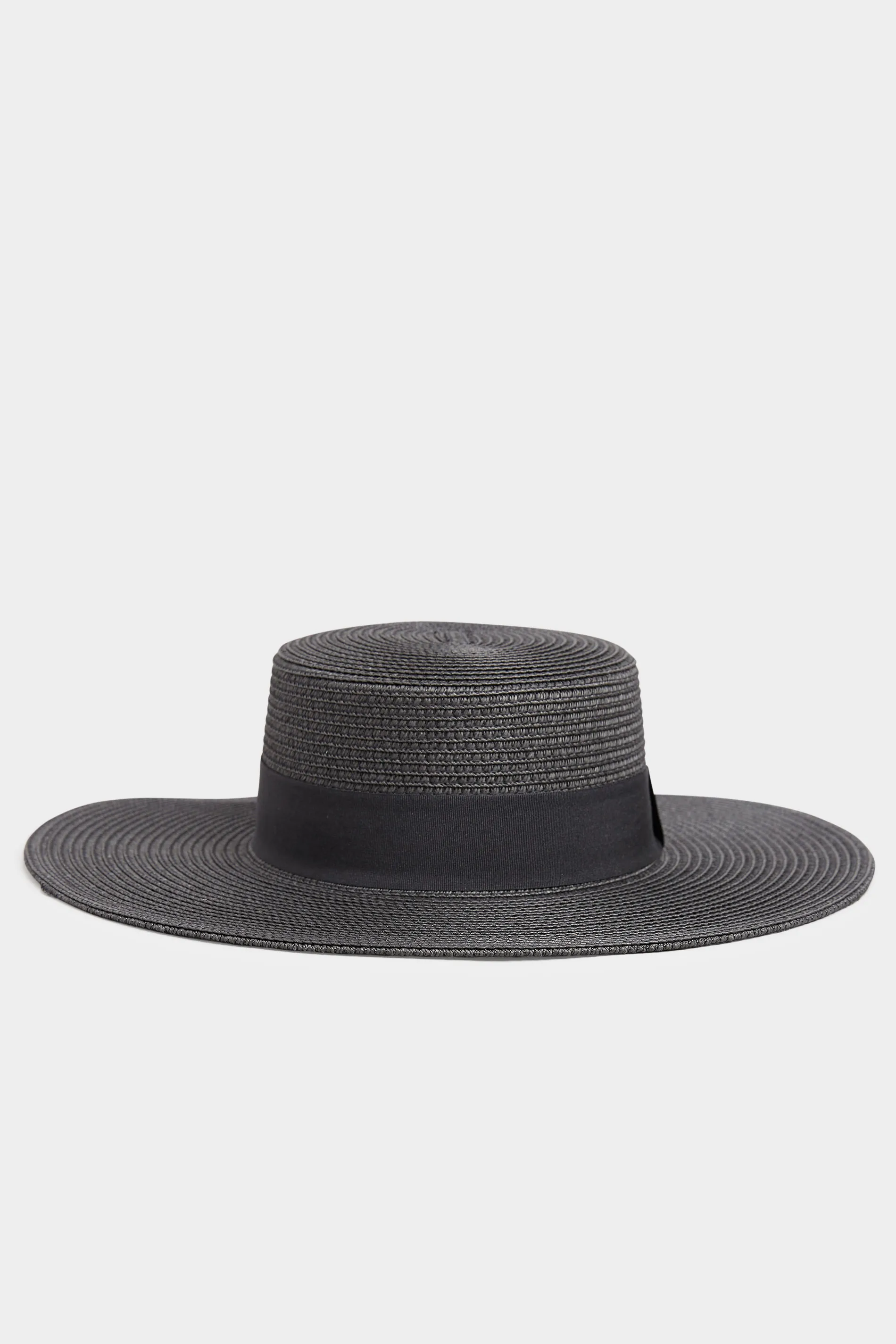 Black Straw Wide Brim Boater Hat