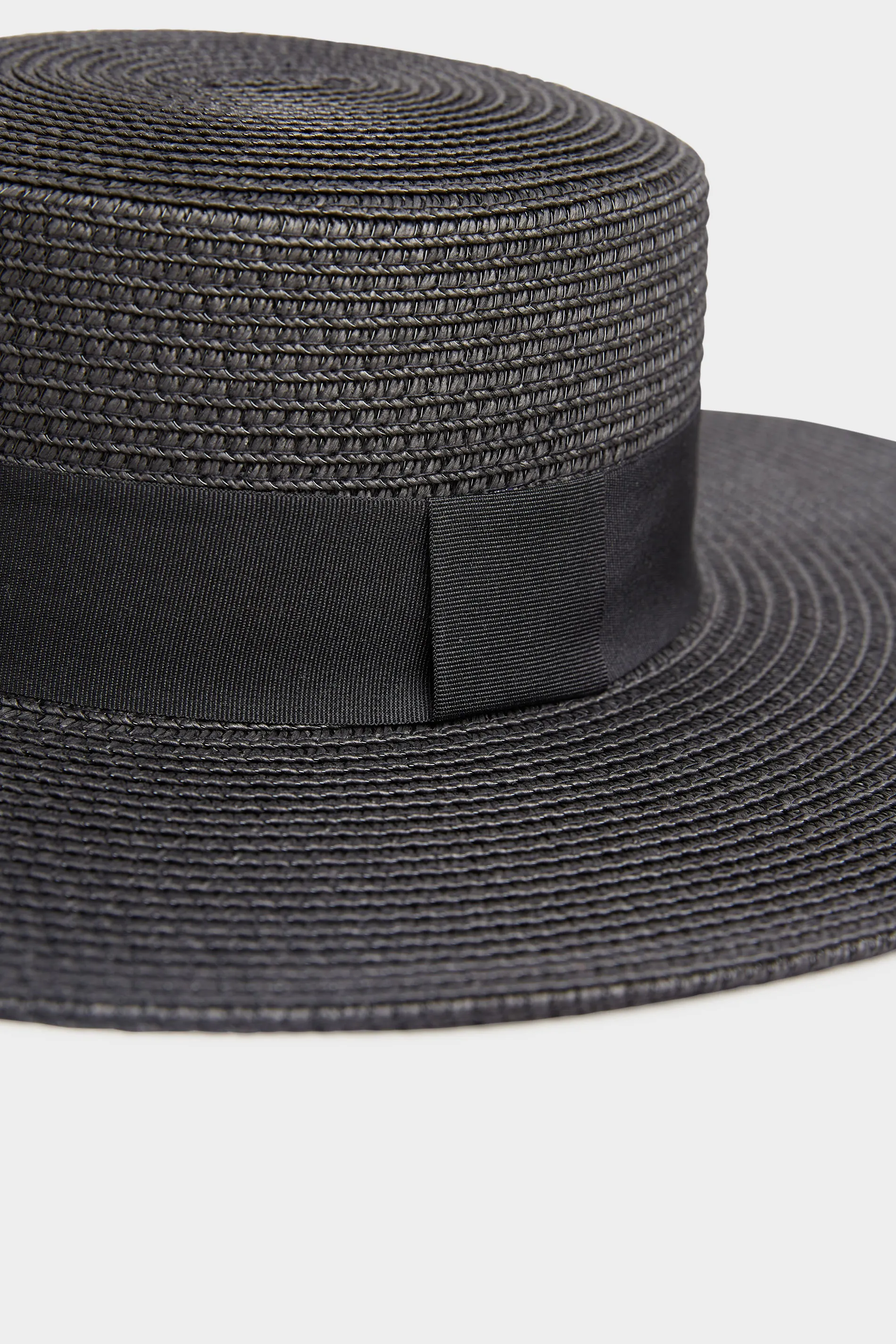 Black Straw Wide Brim Boater Hat