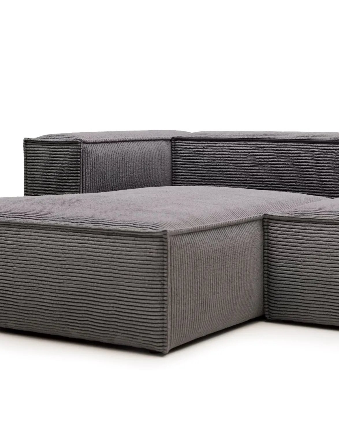 Blok 2-Seater Left Lounge Sofa Corduroy Dark Grey