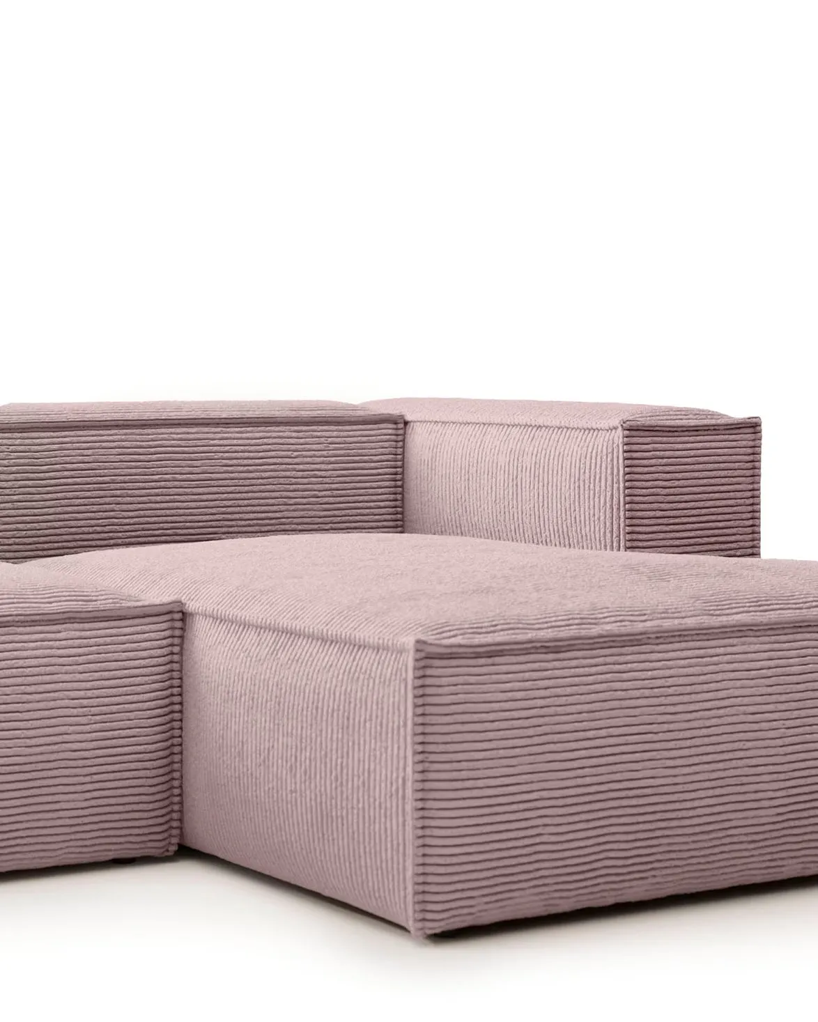 Blok 2-Seater Right Lounge Sofa Corduroy Light Pink