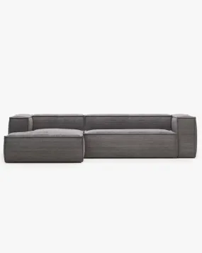 Blok 3-Seater Left Lounge Sofa Corduroy Dark Grey