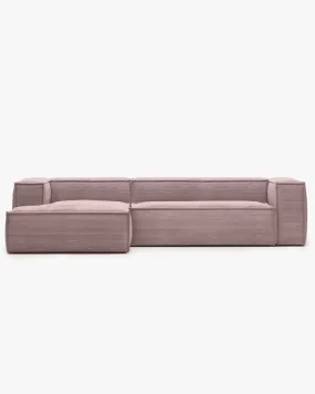 Blok 3-Seater Left Lounge Sofa Corduroy Light Pink