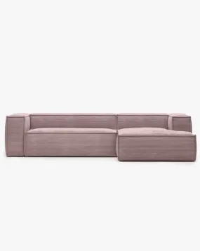 Blok 3-Seater Right Lounge Sofa Corduroy Light Pink