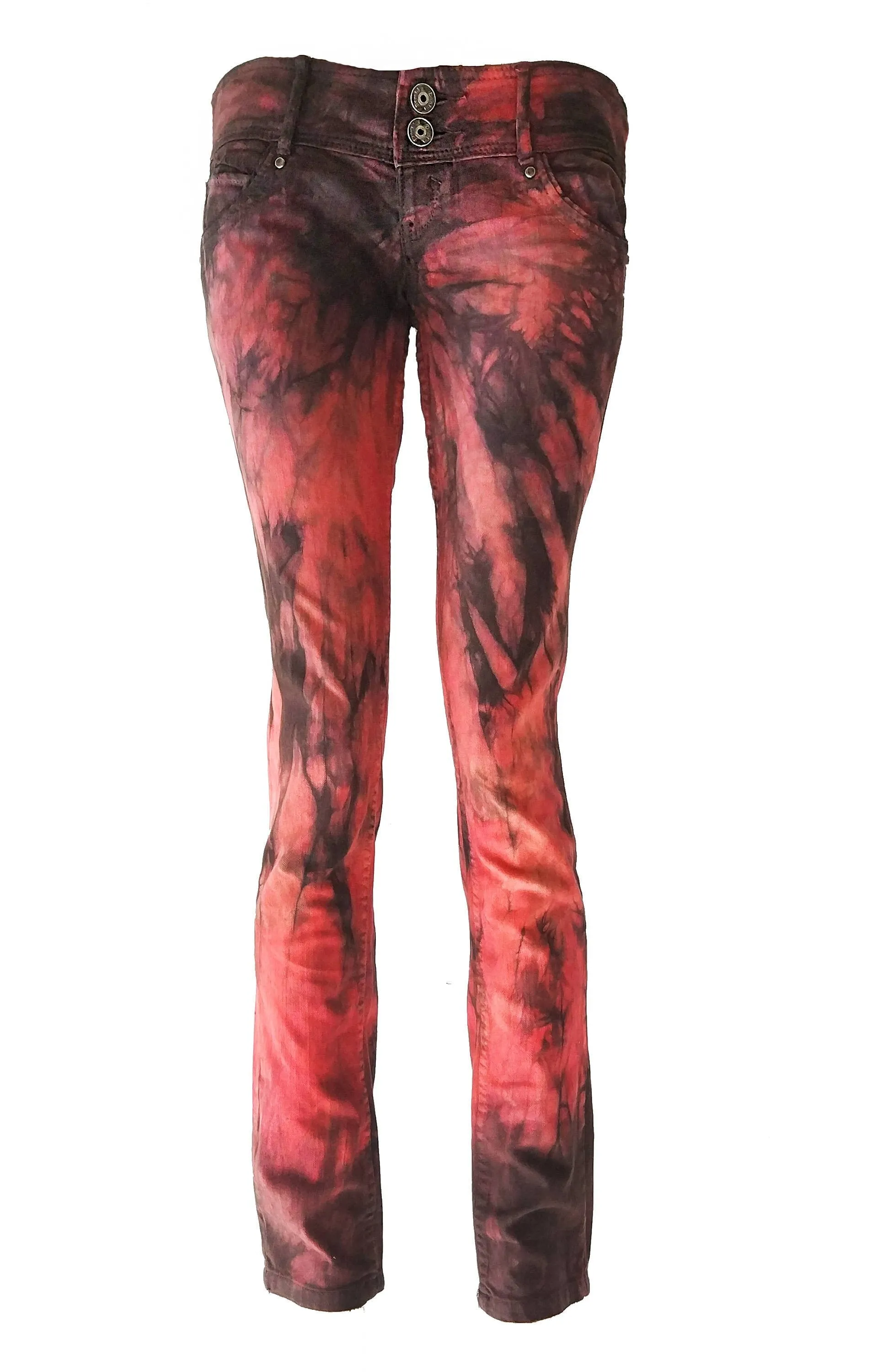 Blood red & black skinny jeans | Size M