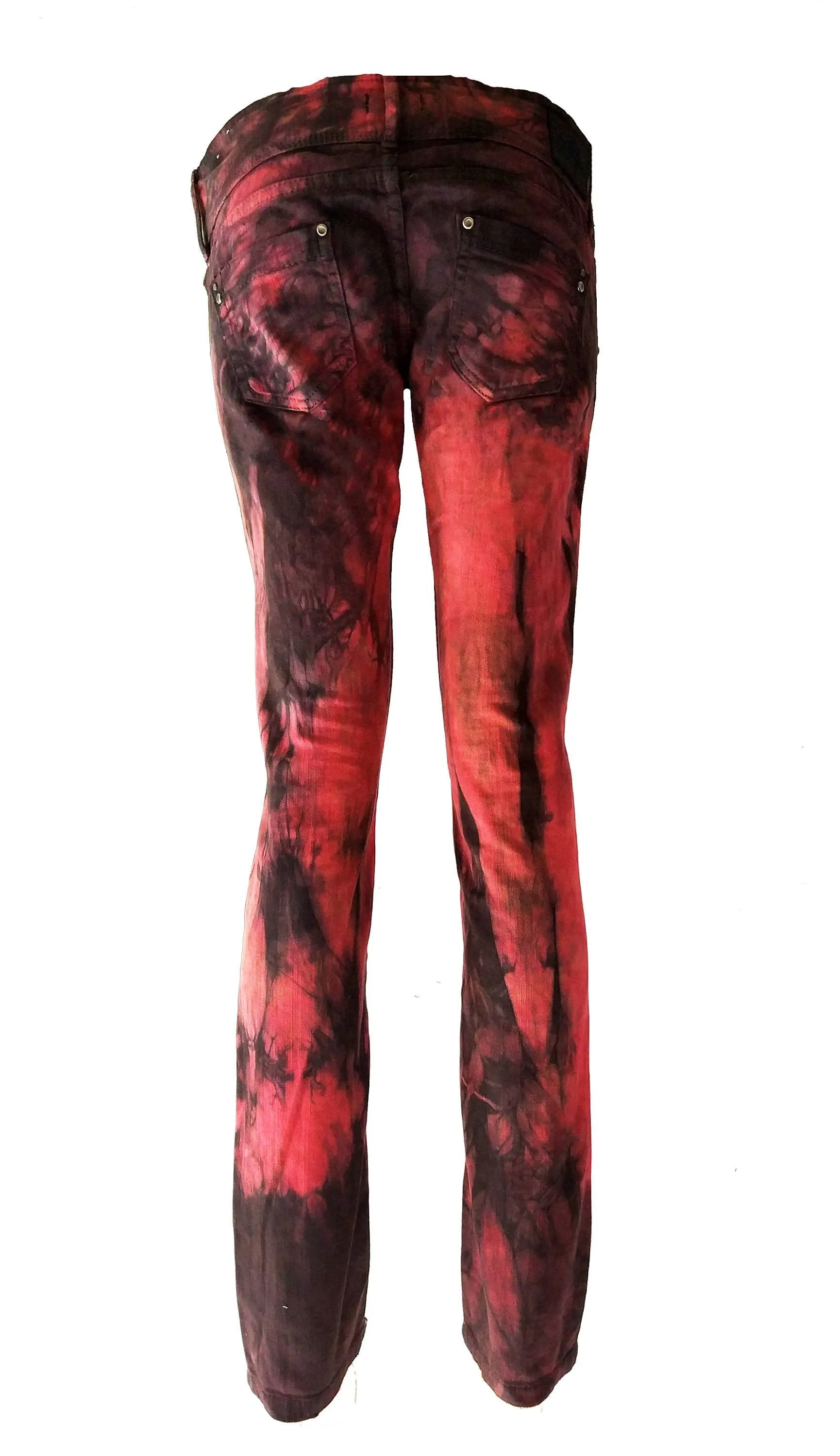 Blood red & black skinny jeans | Size M