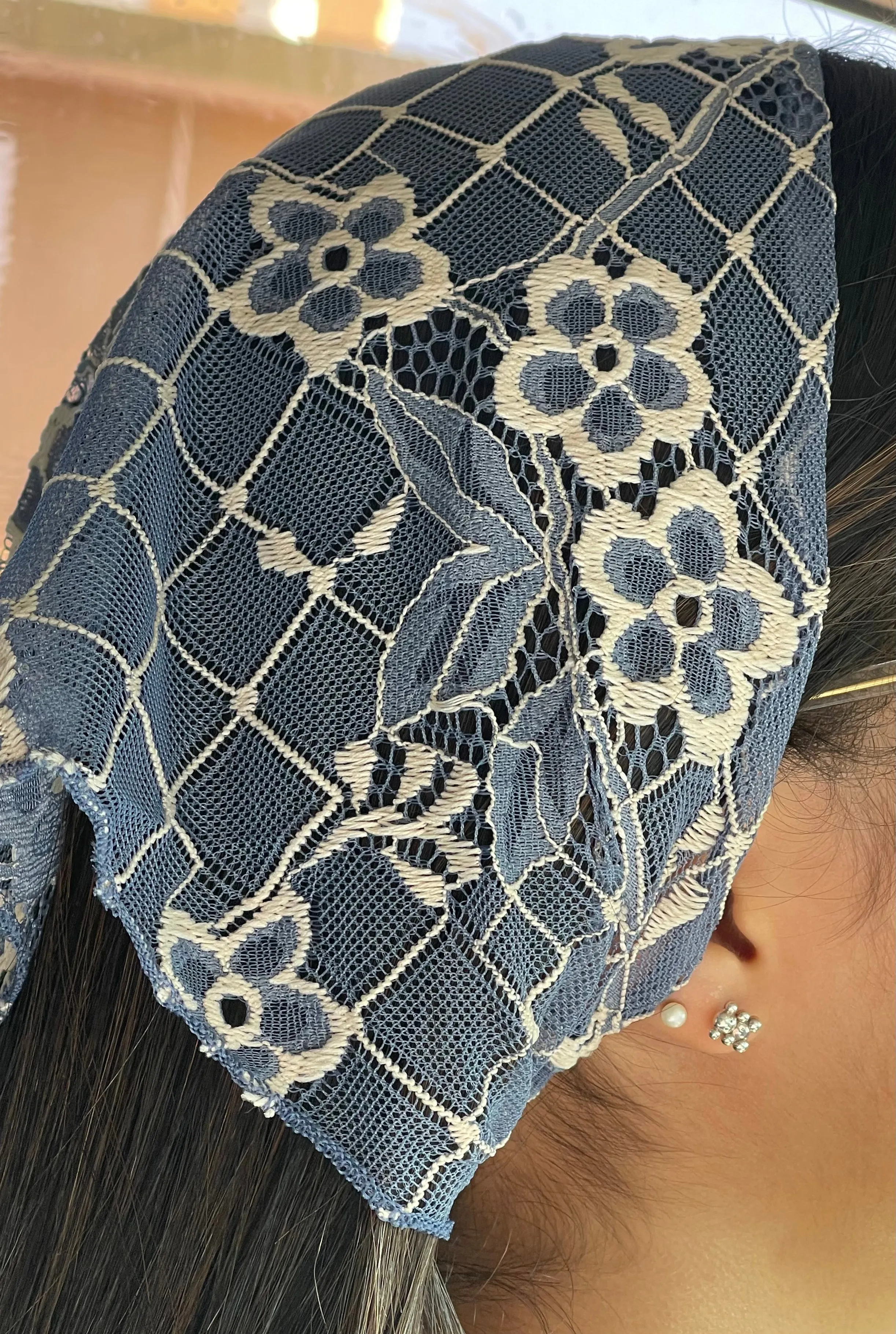 Bohemian floral lace head scarf