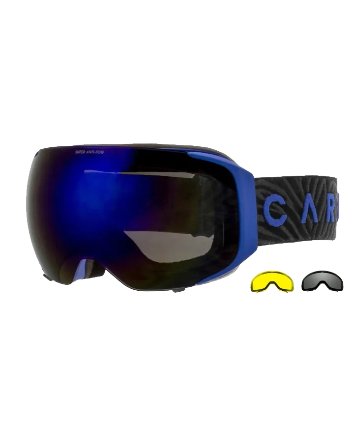 Carve The Boss Snow Goggles + Spare Lens - Matte Blue / Grey w/ Blue Iridium - 2023