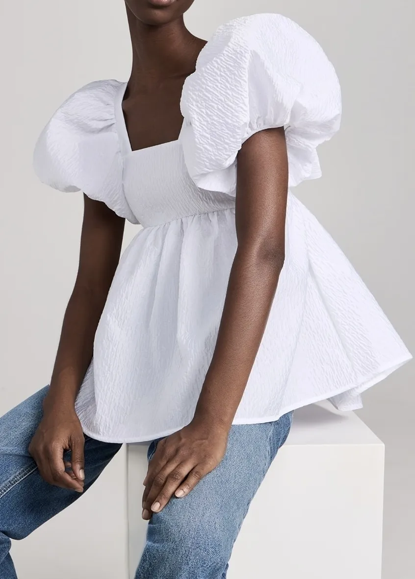 CECILIE BAHNSEN  |Lace-up Casual Style Blended Fabrics Plain Short Sleeves