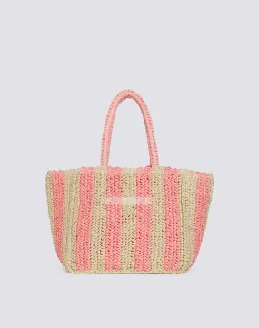 CHOU - BORSA IN PAPER STRAW CON LOGO RICAMATO