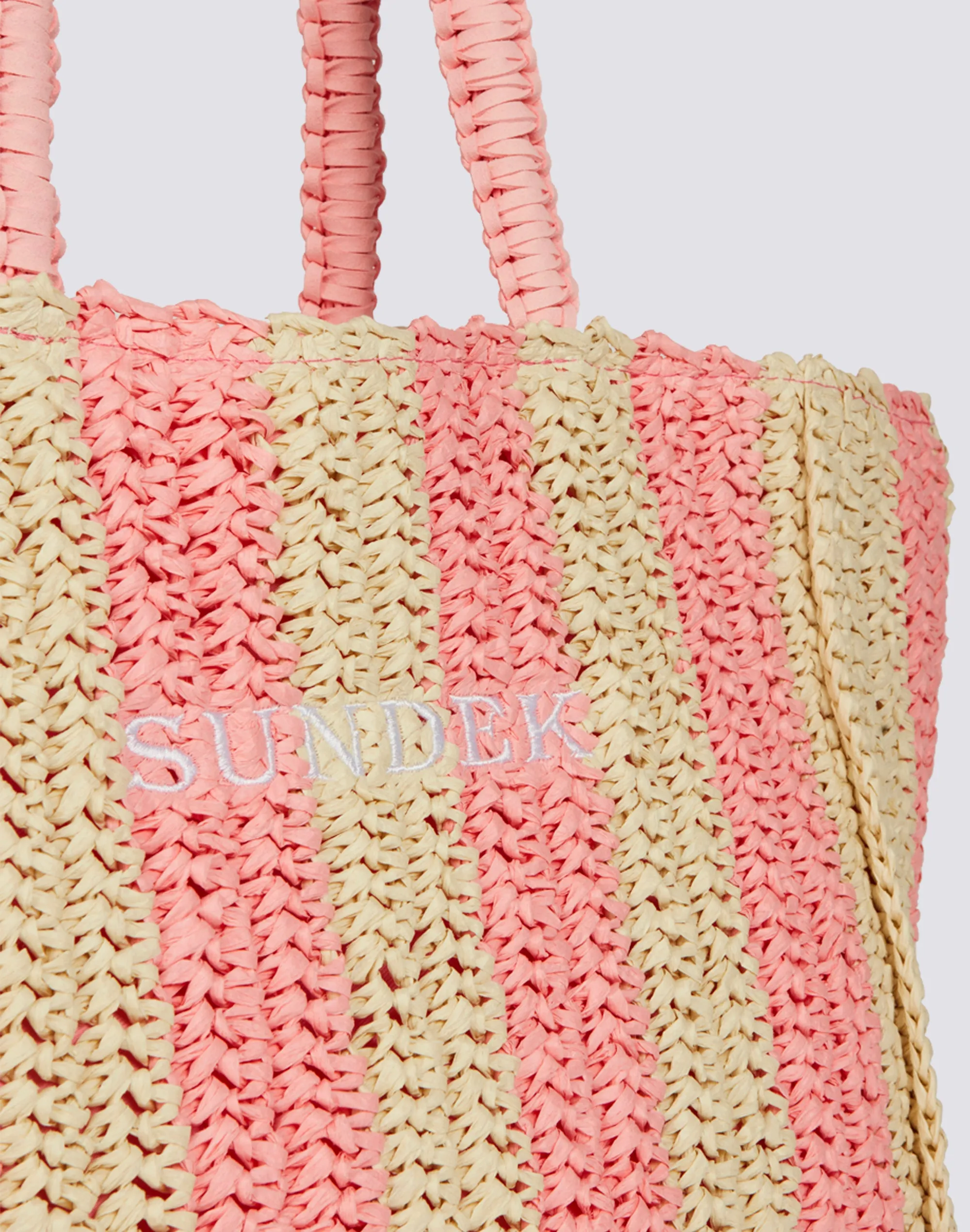 CHOU - BORSA IN PAPER STRAW CON LOGO RICAMATO