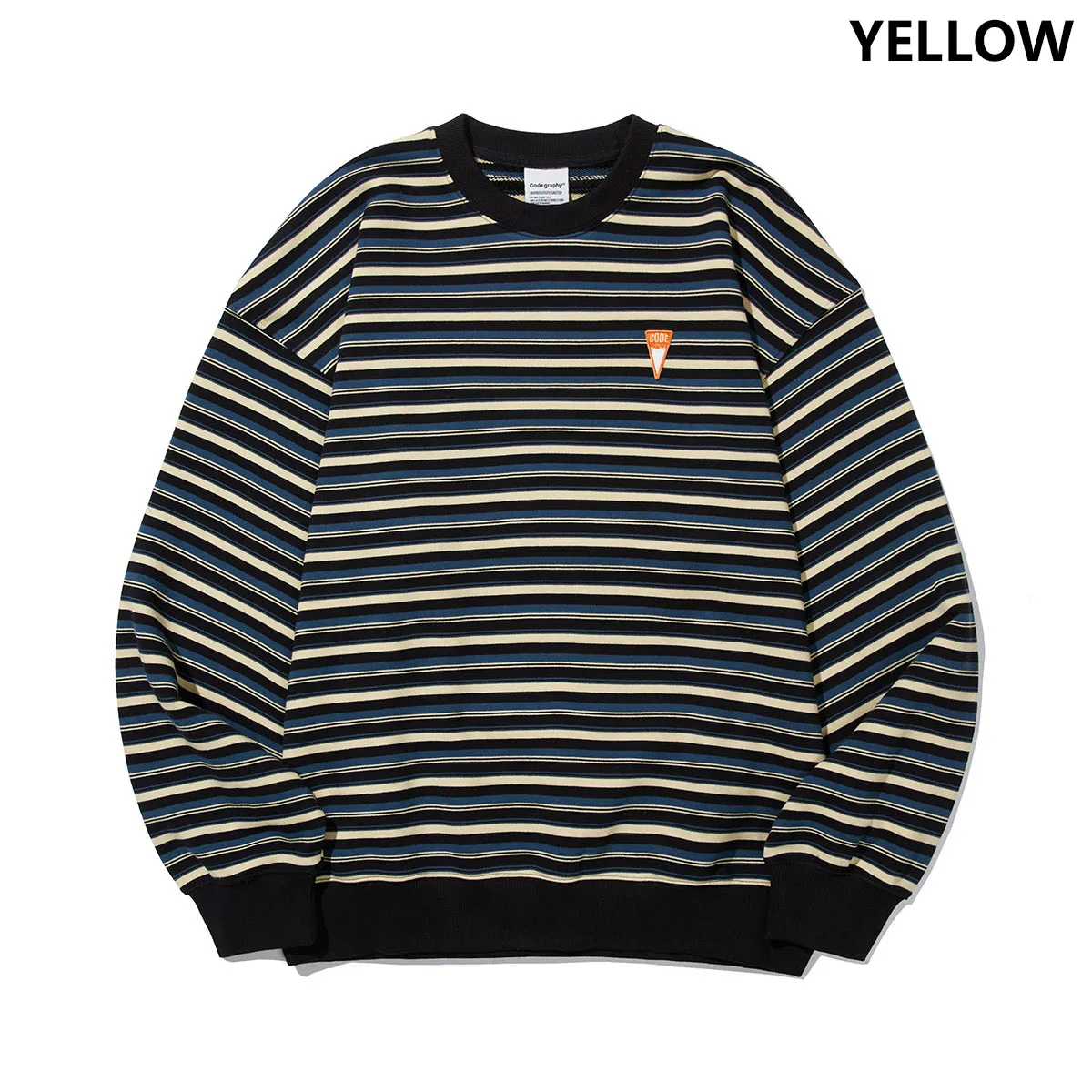 Code graphy  |Crew Neck Stripes Unisex Street Style Long Sleeves Cotton