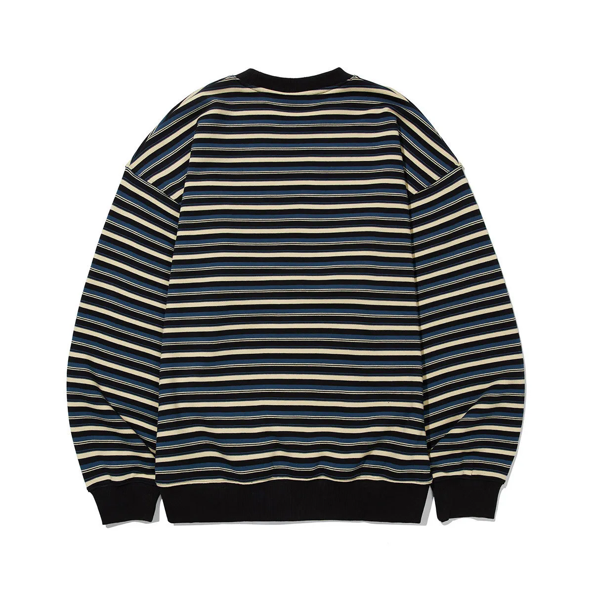 Code graphy  |Crew Neck Stripes Unisex Street Style Long Sleeves Cotton