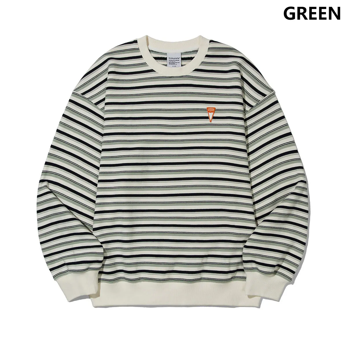 Code graphy  |Crew Neck Stripes Unisex Street Style Long Sleeves Cotton