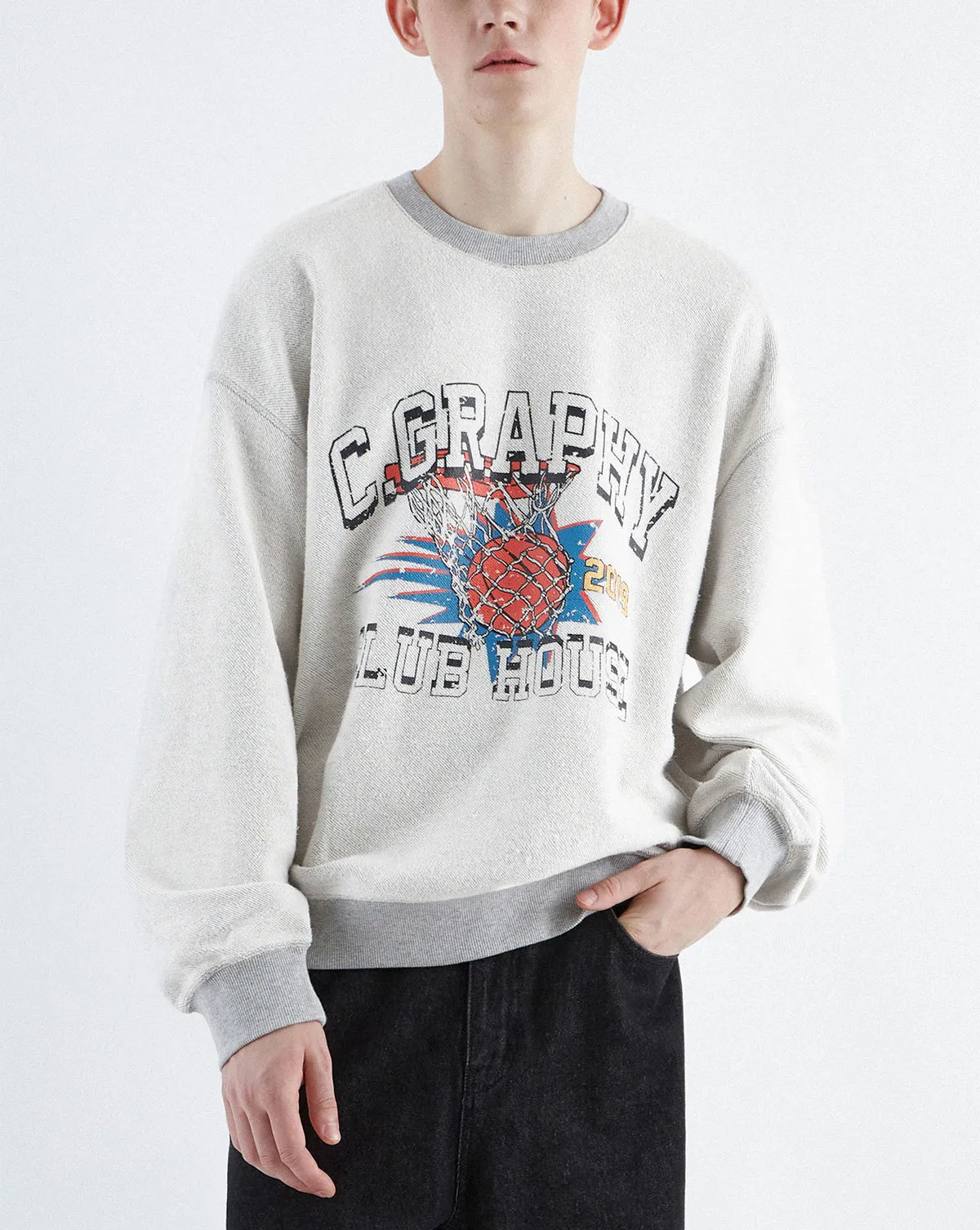 Code graphy  |Crew Neck Unisex Street Style Bi-color Long Sleeves Cotton