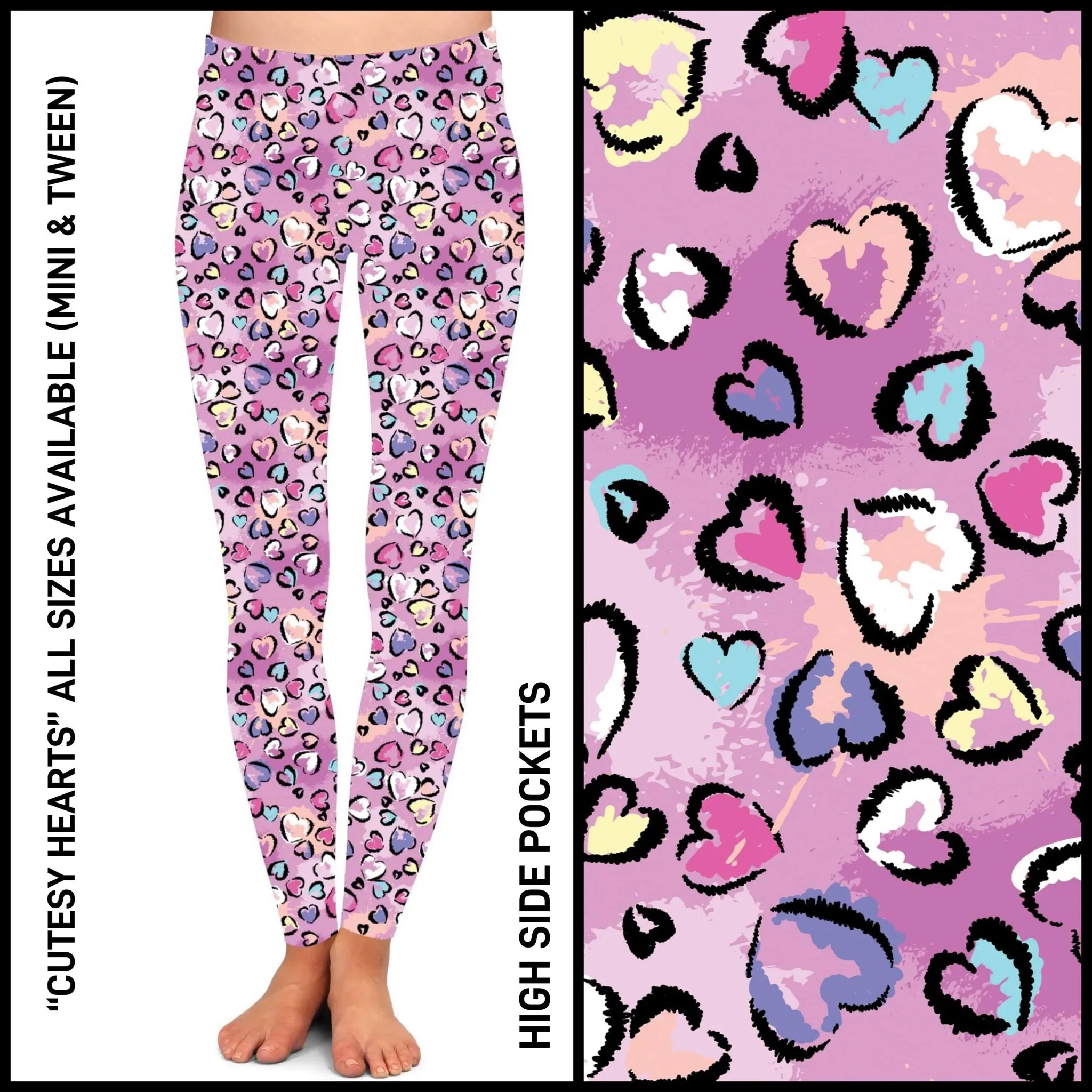 Cutesy Hearts Full Length Leggings