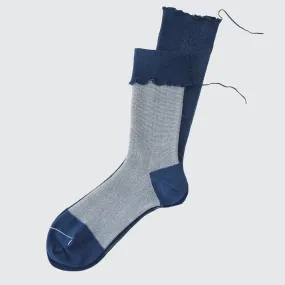 Dark Blue with White Top Himukashi Socks (Soda Float 09)