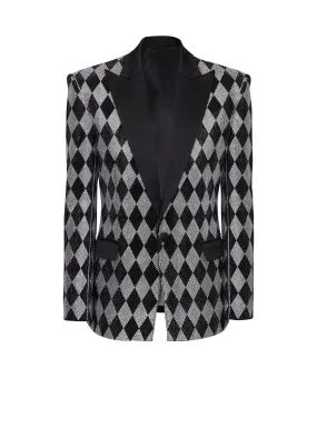 Diamond rhinestone 1-button jacket