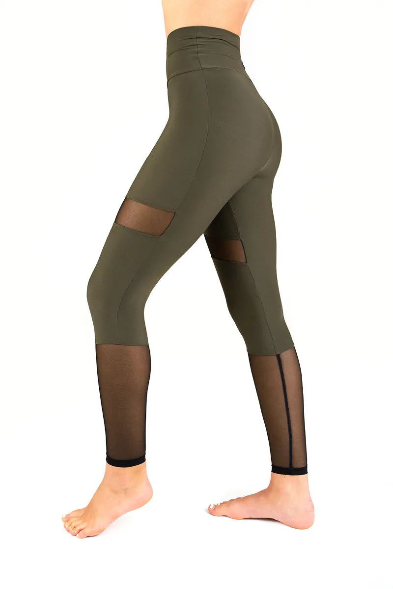 Dragonfly Barbara Leggings - Khaki Mesh