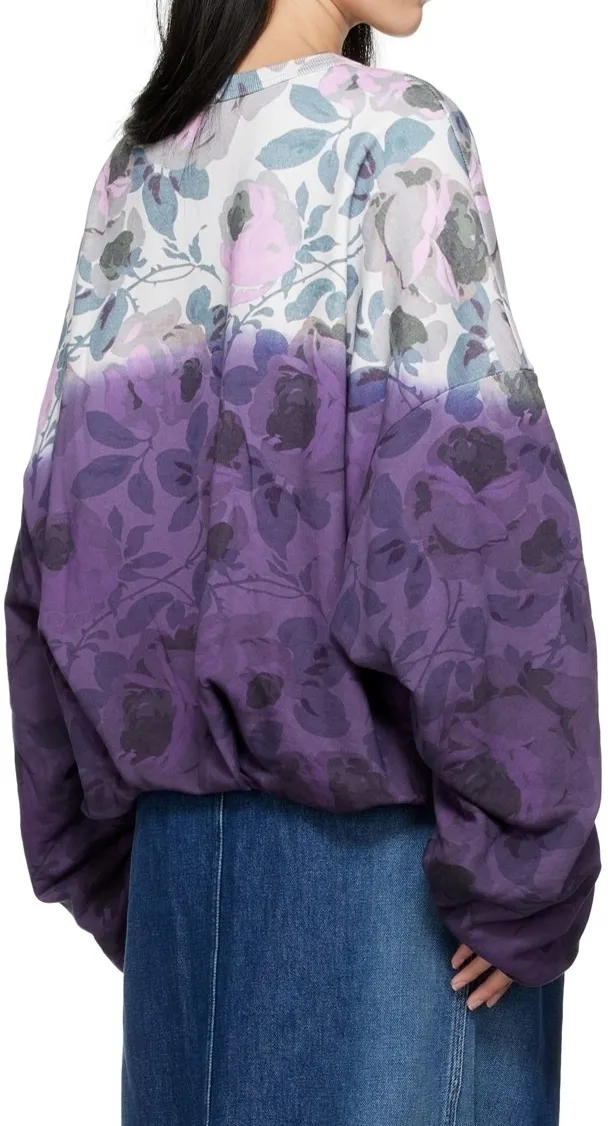 Dries Van Noten  |Crew Neck Flower Patterns Street Style Tie-dye Long Sleeves