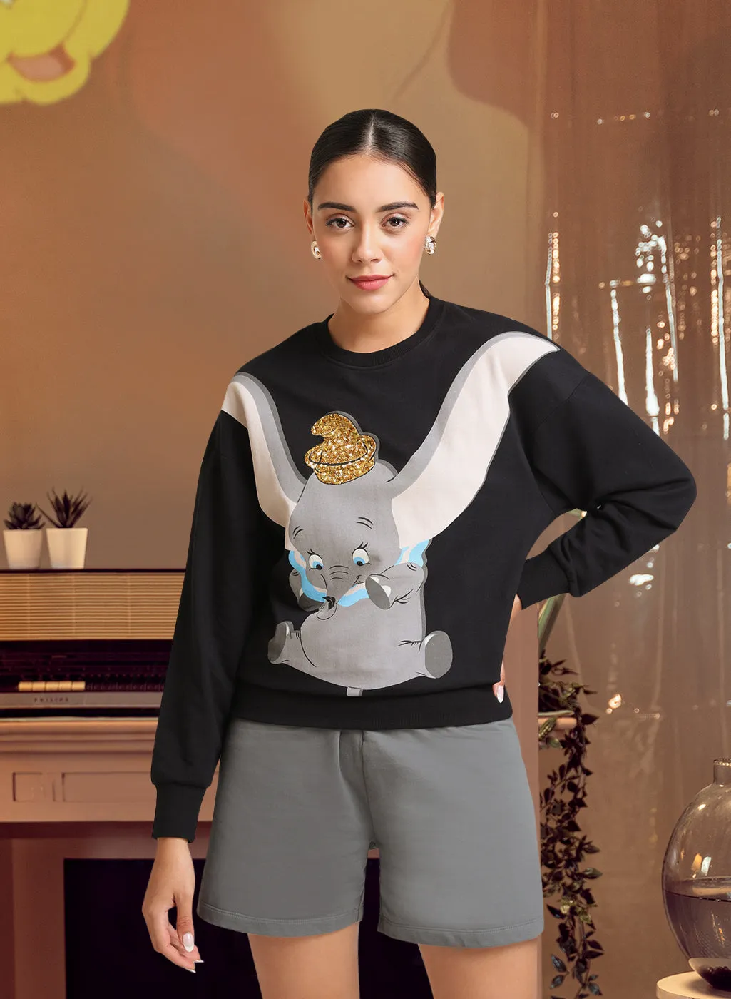 Dumbo Disney Printed Sequin Sweat