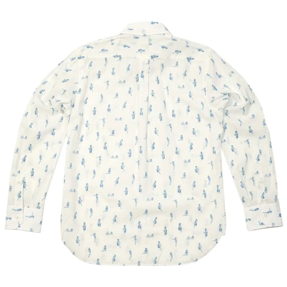 Edifice Girl Print Button Down ShirtWhite