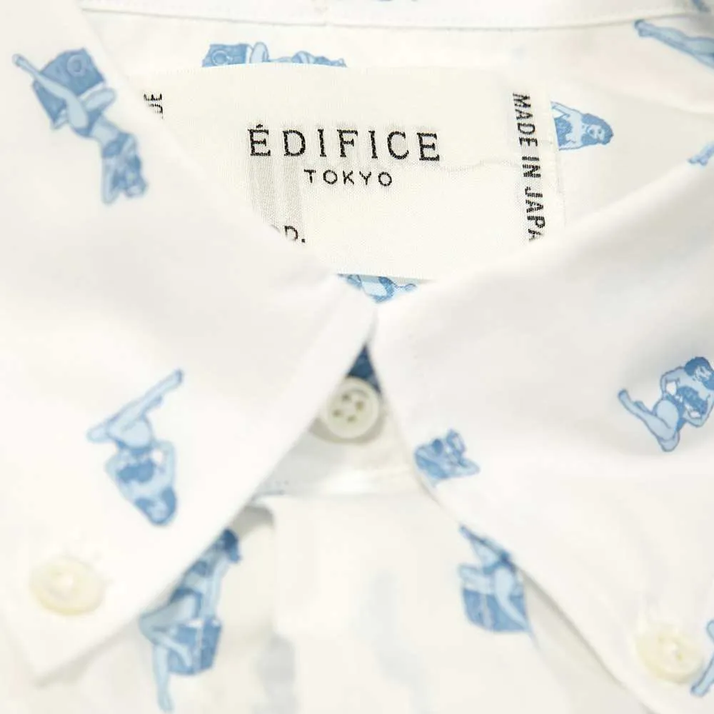 Edifice Girl Print Button Down ShirtWhite