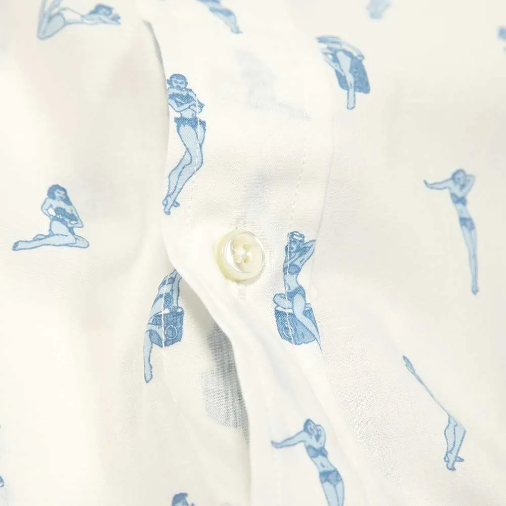 Edifice Girl Print Button Down ShirtWhite