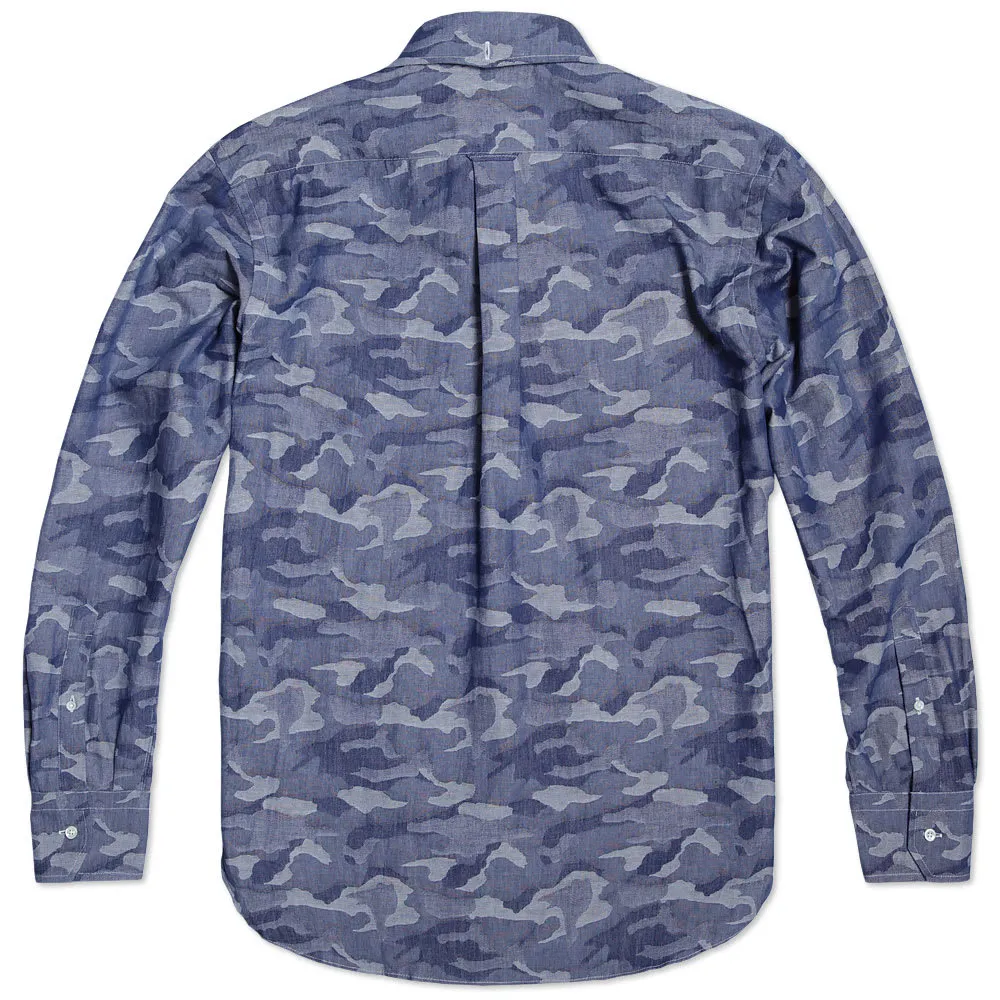 Edifice Indigo Camo Button Down ShirtBlue