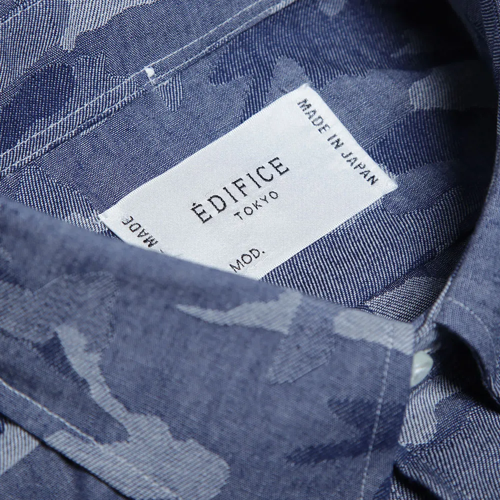 Edifice Indigo Camo Button Down ShirtBlue