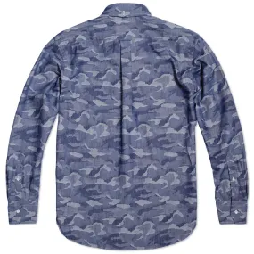 Edifice Indigo Camo Button Down ShirtBlue