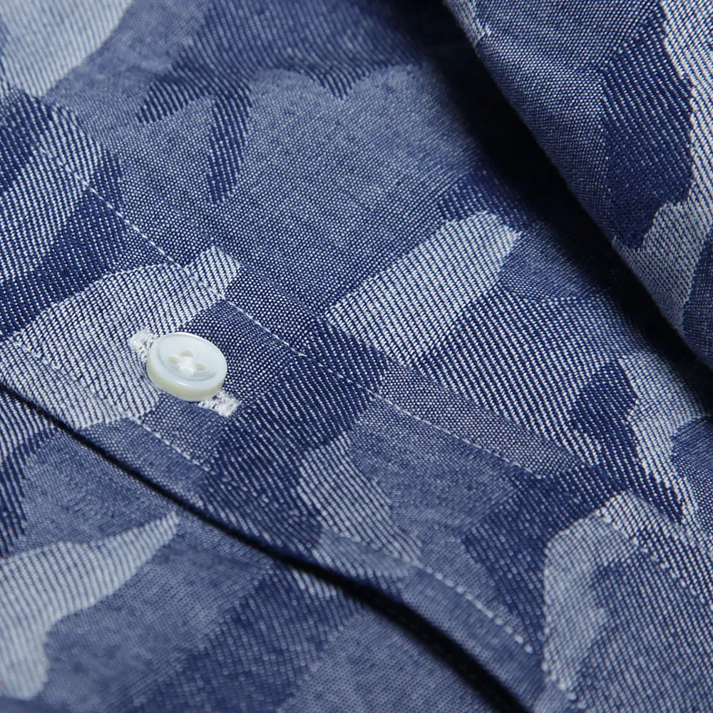 Edifice Indigo Camo Button Down ShirtBlue