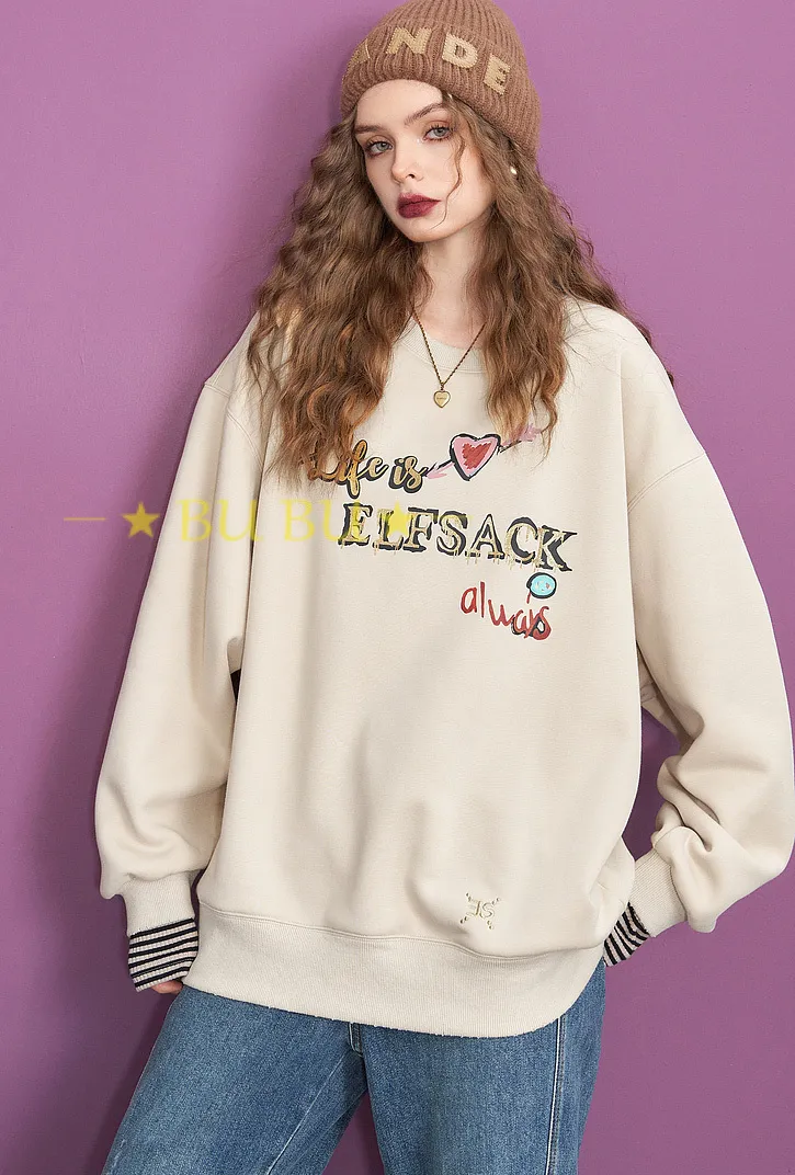 ELF SACK  |Monogram Unisex Sweat Blended Fabrics Street Style