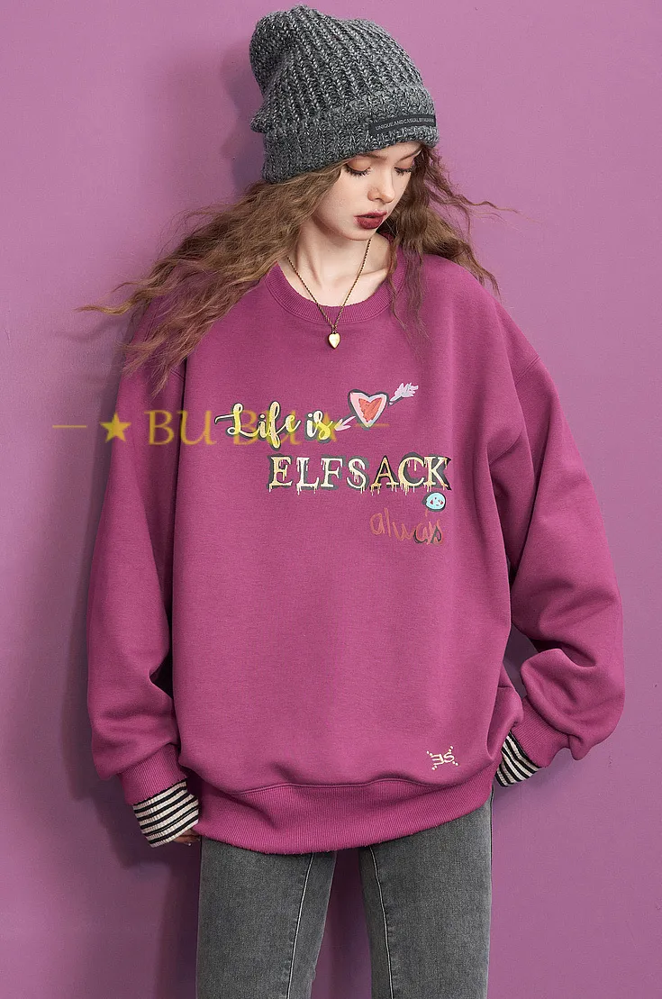 ELF SACK  |Monogram Unisex Sweat Blended Fabrics Street Style