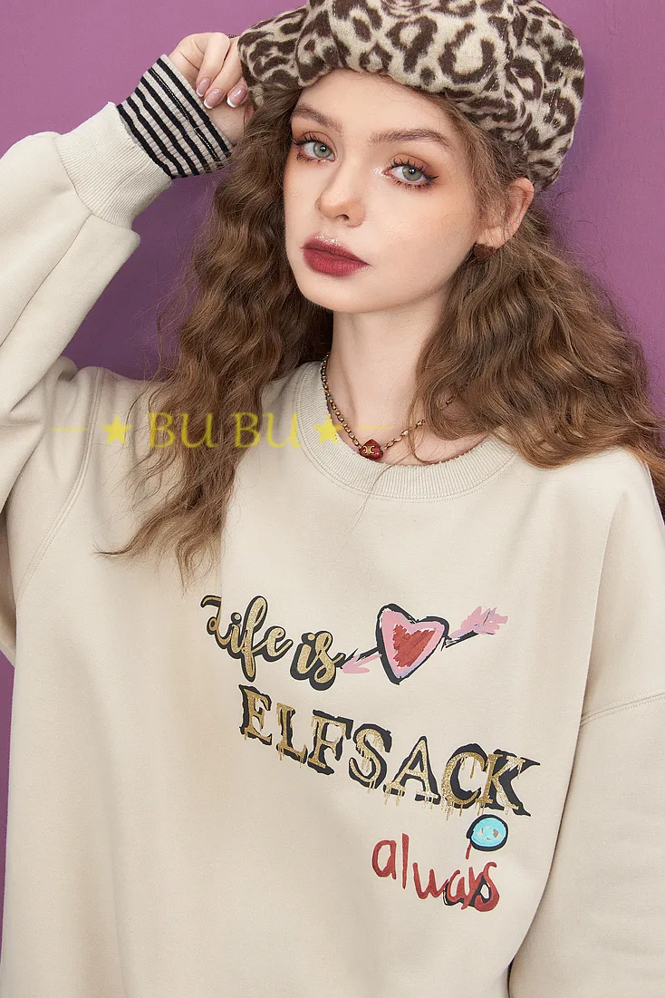 ELF SACK  |Monogram Unisex Sweat Blended Fabrics Street Style