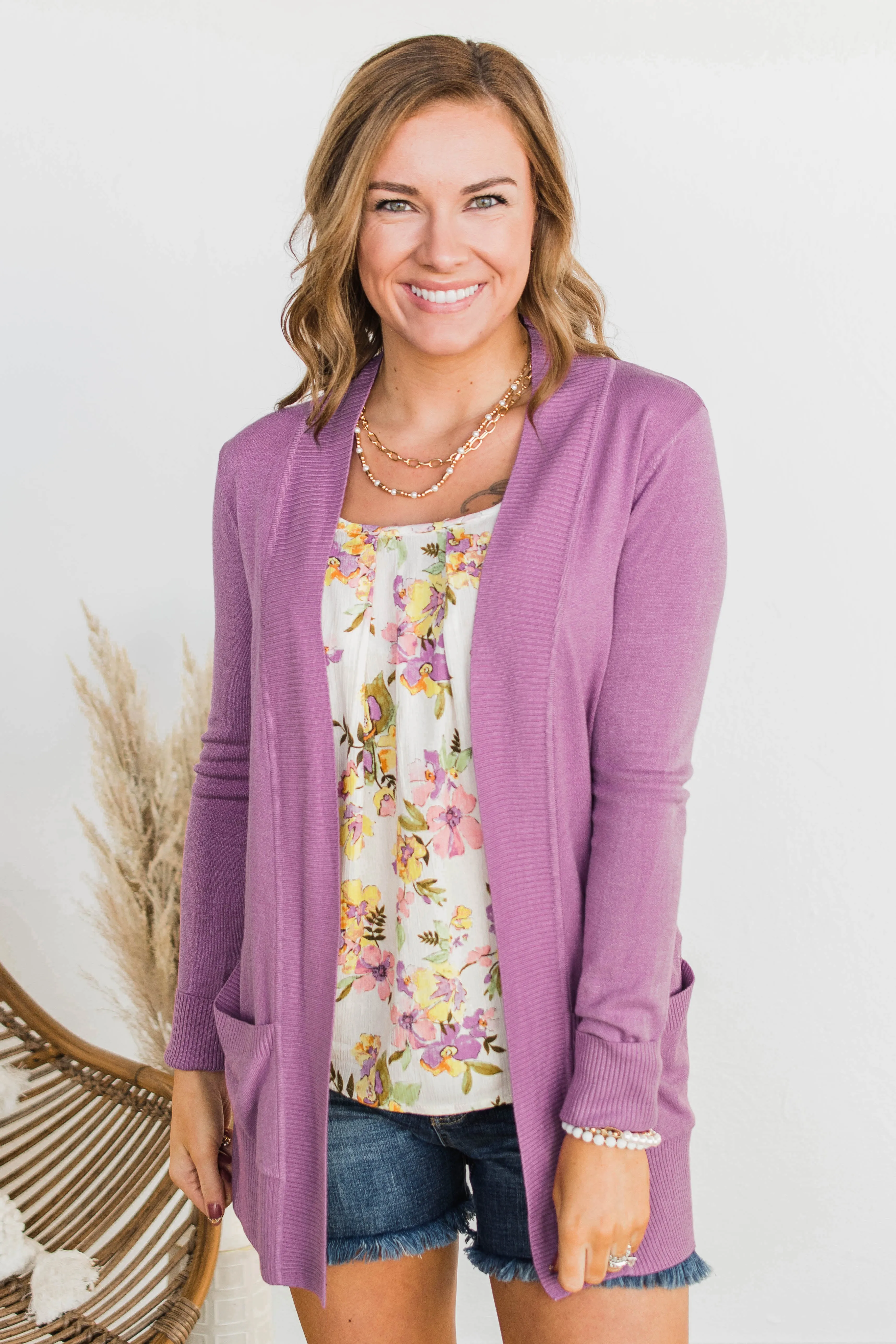 Essential Cardigan- Orchid